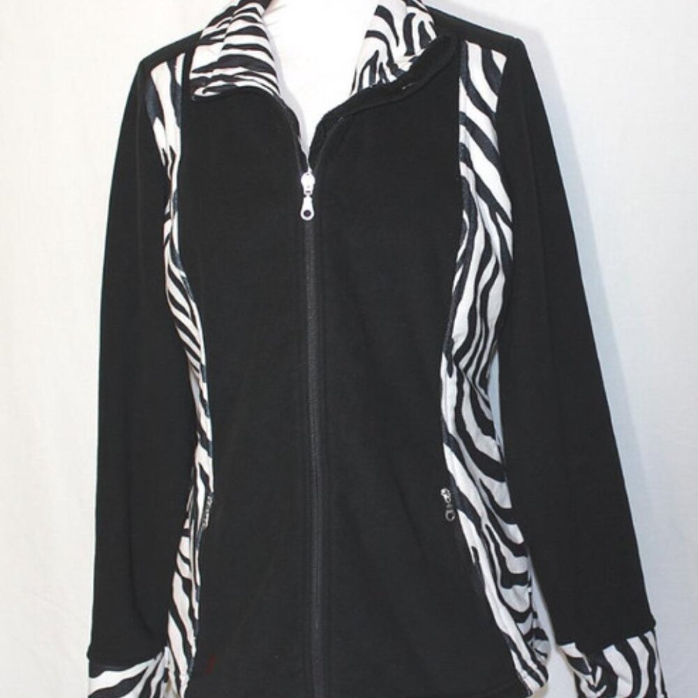 Hot Chilly's Salsa Full Zip Jacket Black & White Soft Warm Fleece Women's Large